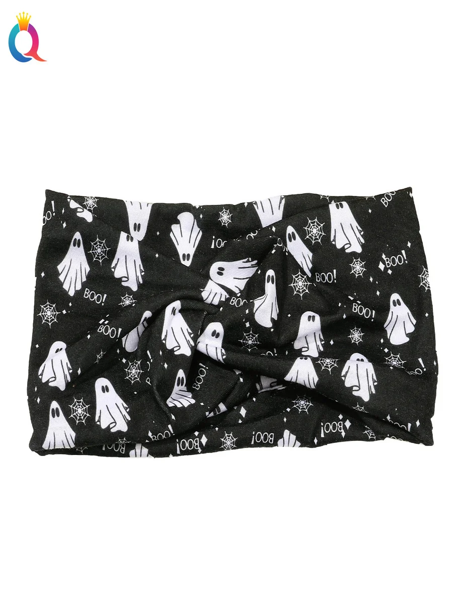 Halloween Skull Ghost Floral Headband Horror Flat Cross Hairband Headband