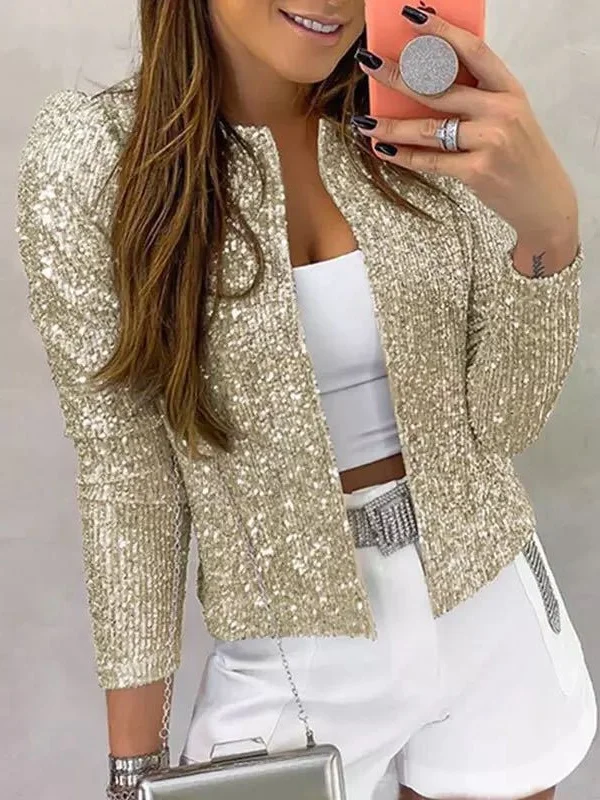 Women Spring/Fall Outerwear Vintage Split Joint Plain Long Sleeve Stand Collar Jacket