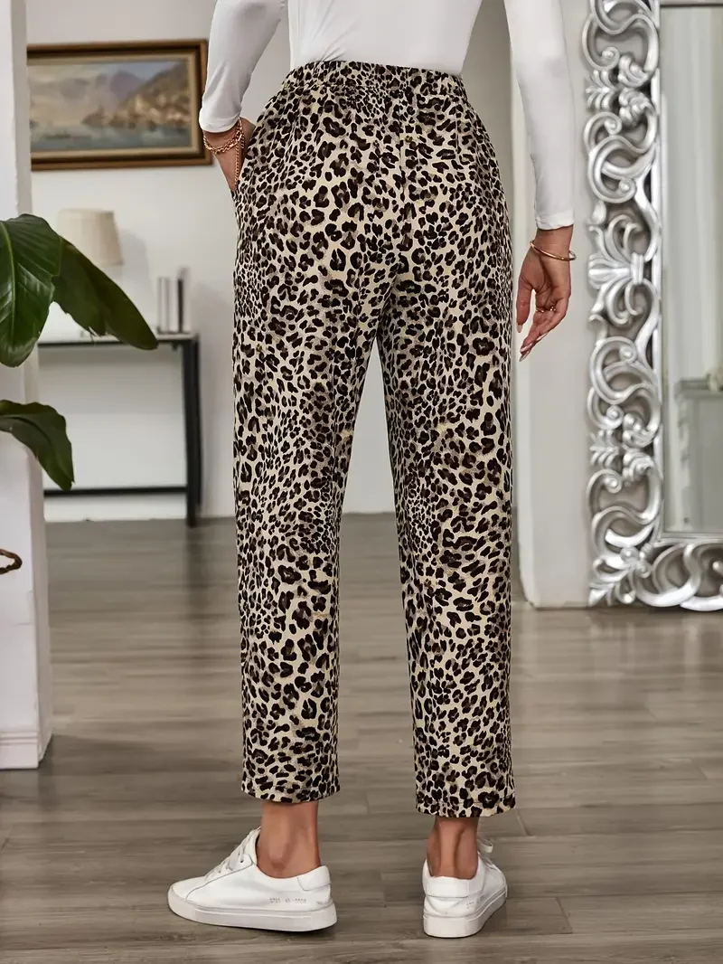 Women Leopard Long Pants Casual Spring/Fall Trousers