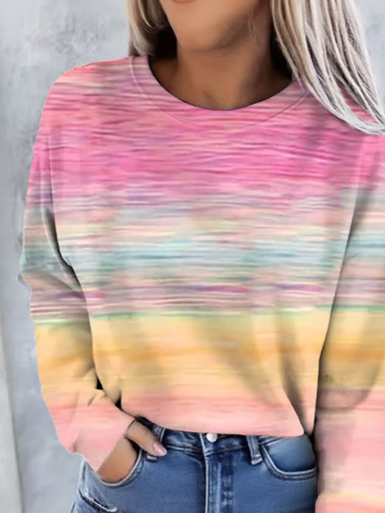 Women Abstract Crew Neck Printing Casual Spring/Fall Long Sleeve Sweatshirt