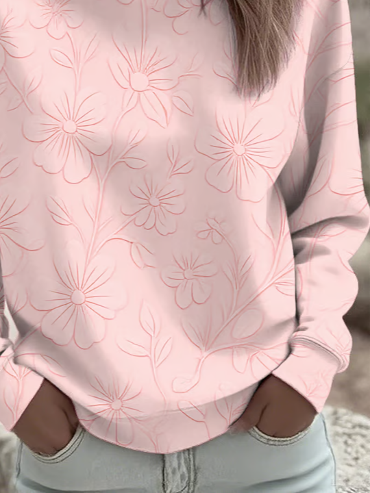 Women Floral Crew Neck Printing Casual Spring/Fall Long Sleeve Sweatshirt