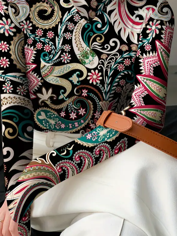 Women Floral Long Sleeve Blouse Spring/Fall Printing Daily Casual Top