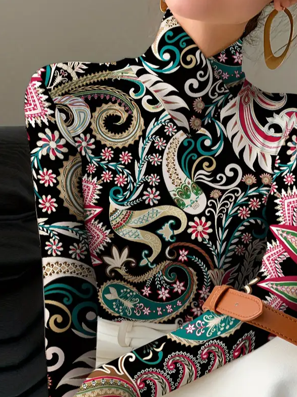 Women Floral Long Sleeve Blouse Spring/Fall Printing Daily Casual Top