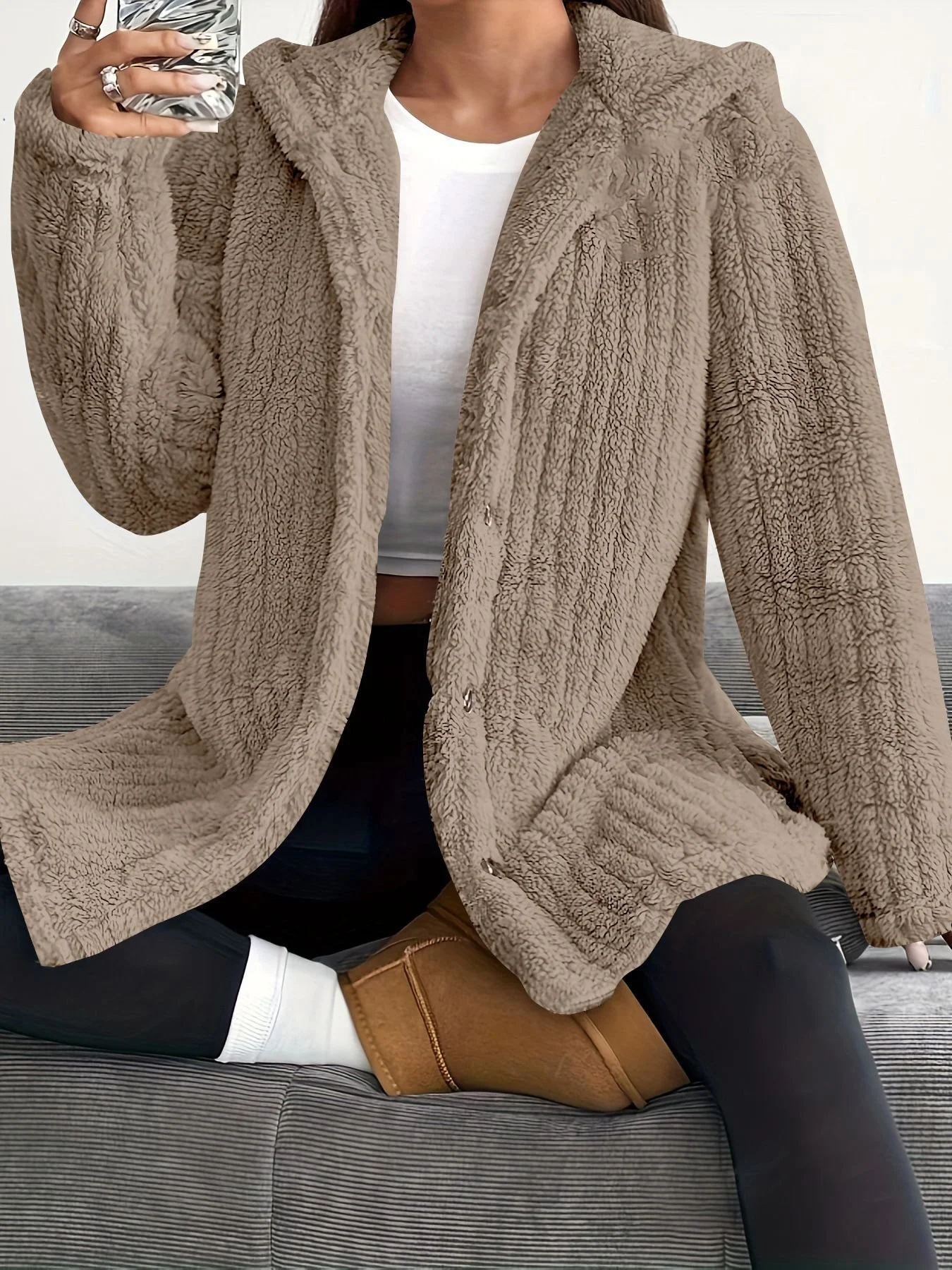 Women Spring/Fall Outerwear Casual Plain Long Sleeve Hoodie Jacket