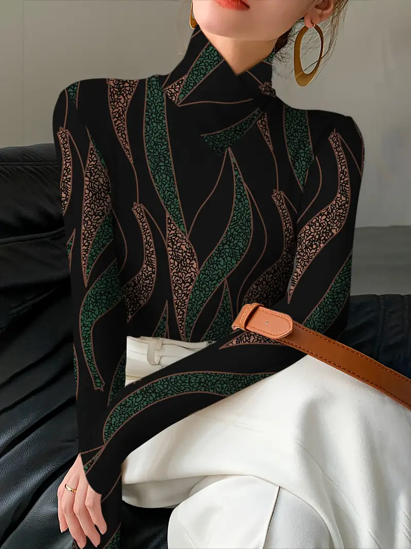Women Abstract Long Sleeve Blouse Spring/Fall Printing Daily Casual Top