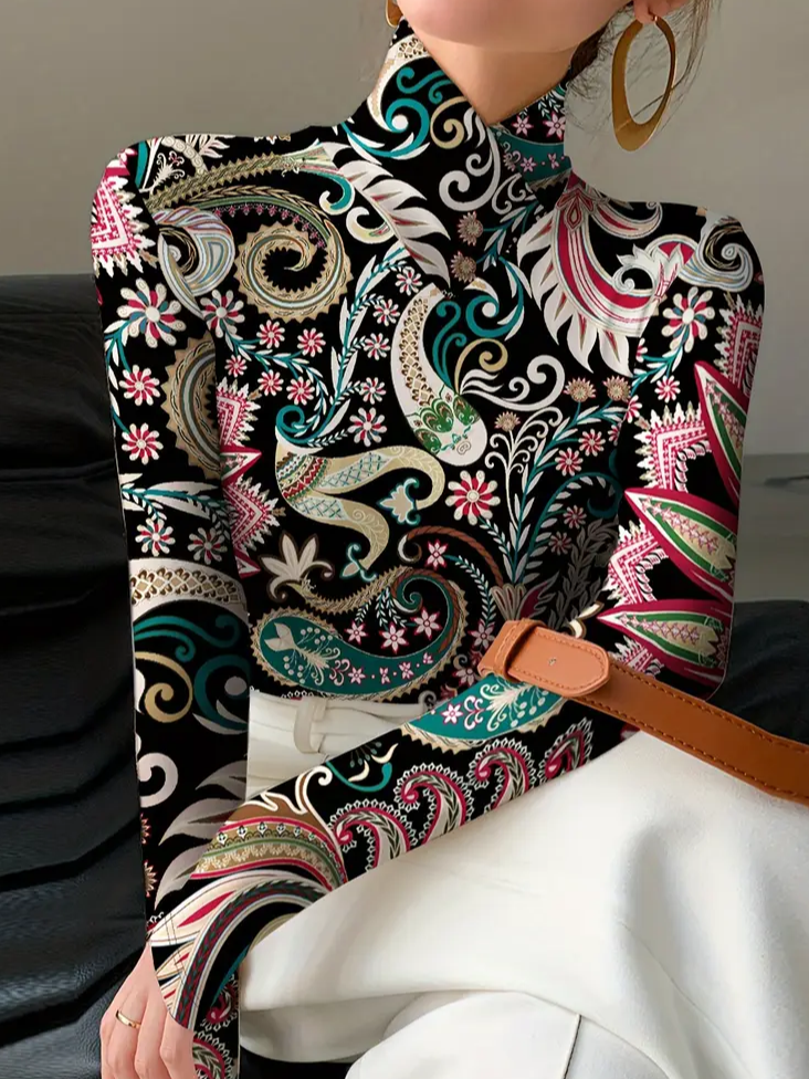 Women Floral Long Sleeve Blouse Spring/Fall Printing Daily Casual Top