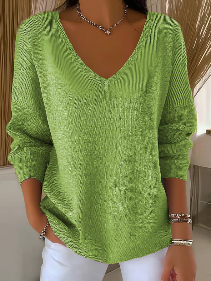 Women Plain Long Sleeve Tee T-shirt V Neck Printing Casual Spring/Fall Top