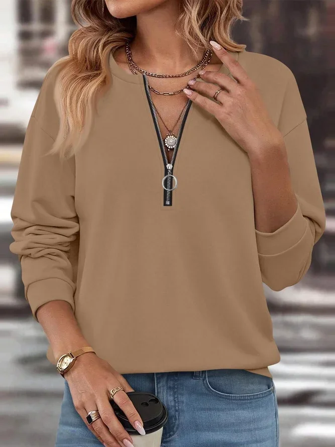Women Plain Crew Neck Printing Casual Spring/Fall Long Sleeve Sweatshirt