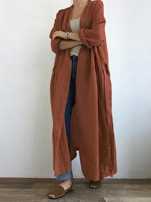 Women Plain Spring/Fall Cover-up Vintage Split Joint Lightweight Cardigan
