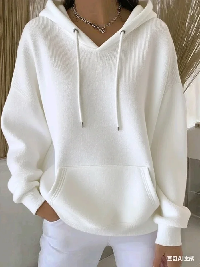 Women Plain Spring/Fall Printing Long Sleeve Casual Daily Hoodie