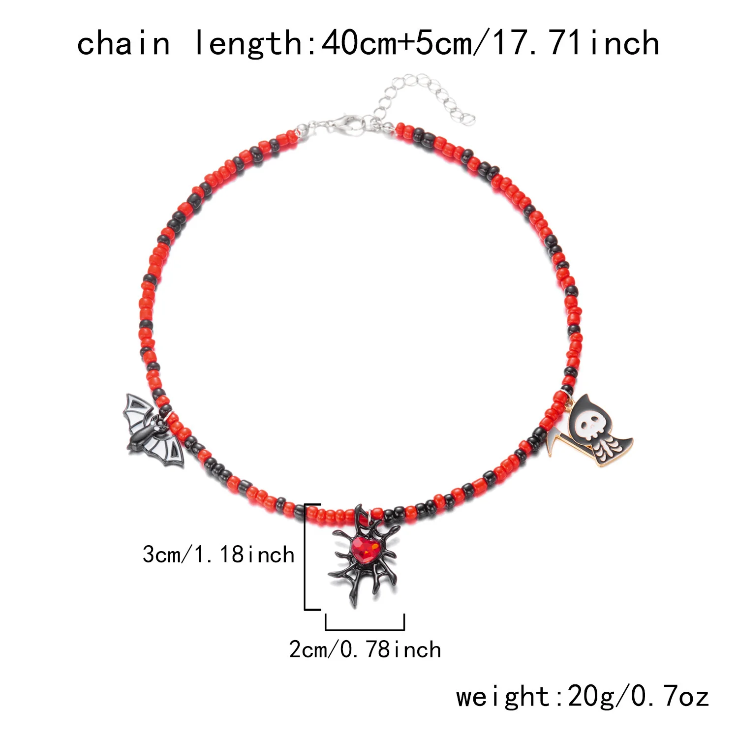 Halloween Necklace Funny Pumpkin Ghost Cat Pendant Horror Contrast Color Rice Bead Necklace Clavicle Chain
