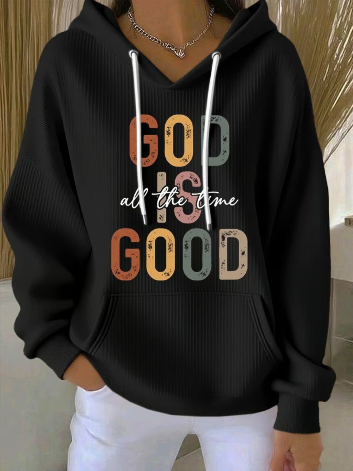 Women Text Letters Spring/Fall Long Sleeve Vintage Holiday Hoodie