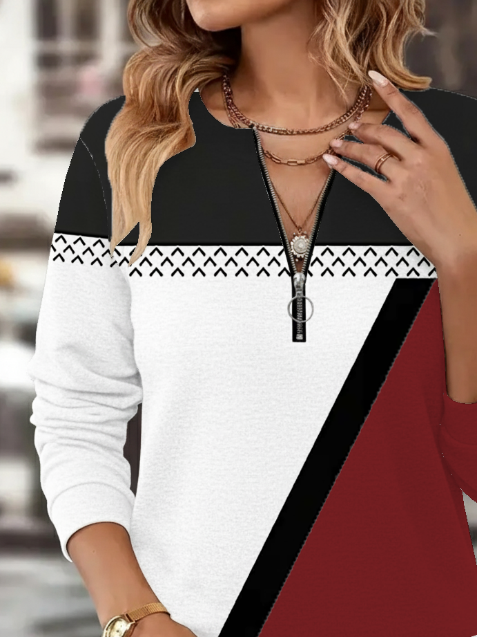 Women Abstract Crew Neck Printing Casual Spring/Fall Long Sleeve Sweatshirt