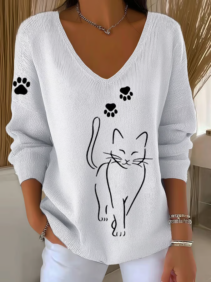 Women Plain Long Sleeve Tee T-shirt V Neck Casual Spring/Fall Top