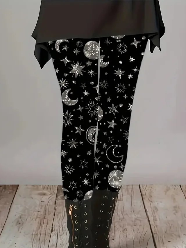 Women Star Casual All Season Printing Long Leggings