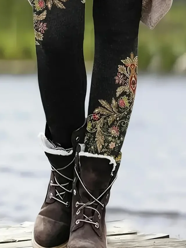 Women Floral Casual All Season Printing Long Leggings