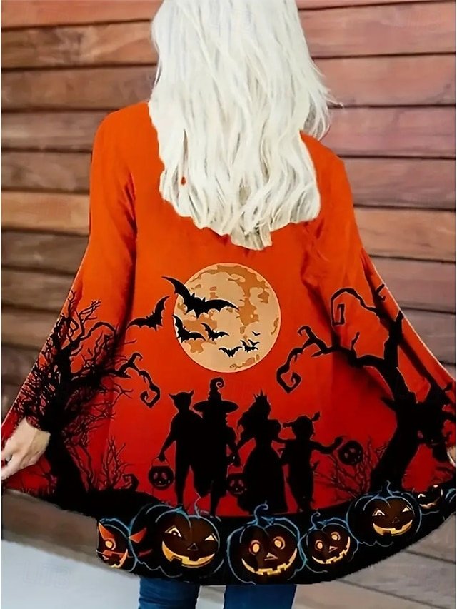 Women Halloween Spring/Fall Cover-up Vintage Lightweight Cardigan
