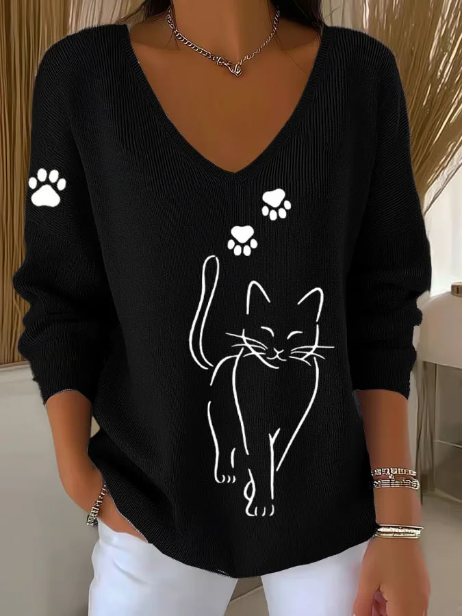 Women Plain Long Sleeve Tee T-shirt V Neck Casual Spring/Fall Top