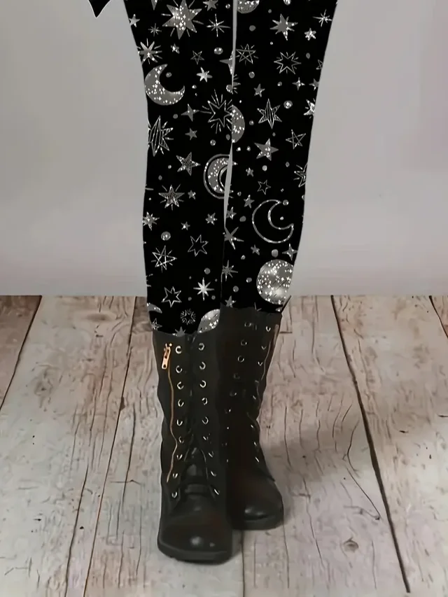 Women Star Casual All Season Printing Long Leggings