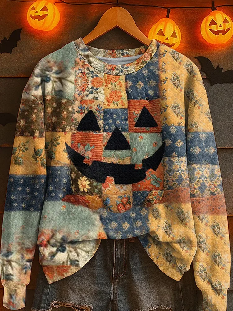 Women Floral Crew Neck Printing Casual Spring/Fall Long Sleeve Sweatshirt