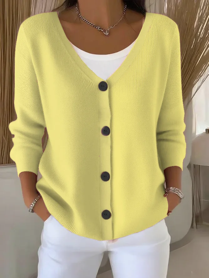 Women Plain Casual Spring/Fall Cardigan