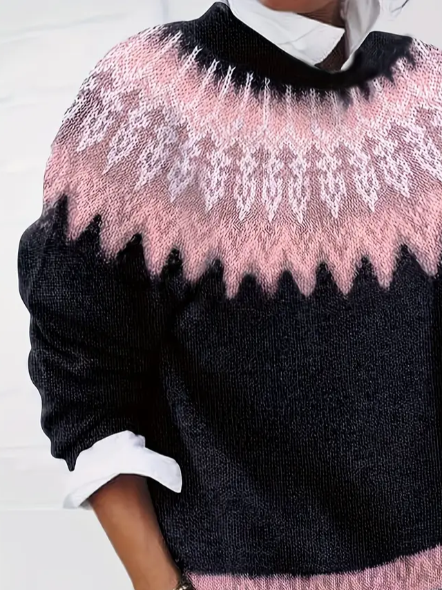 Women Abstract Printing Spring/Fall Casual Long Sleeve Crew Neck Sweater