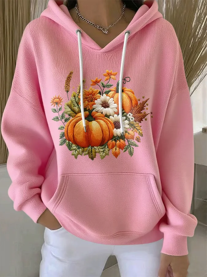 Women Floral Spring/Fall Printing Long Sleeve Casual Daily Hoodie