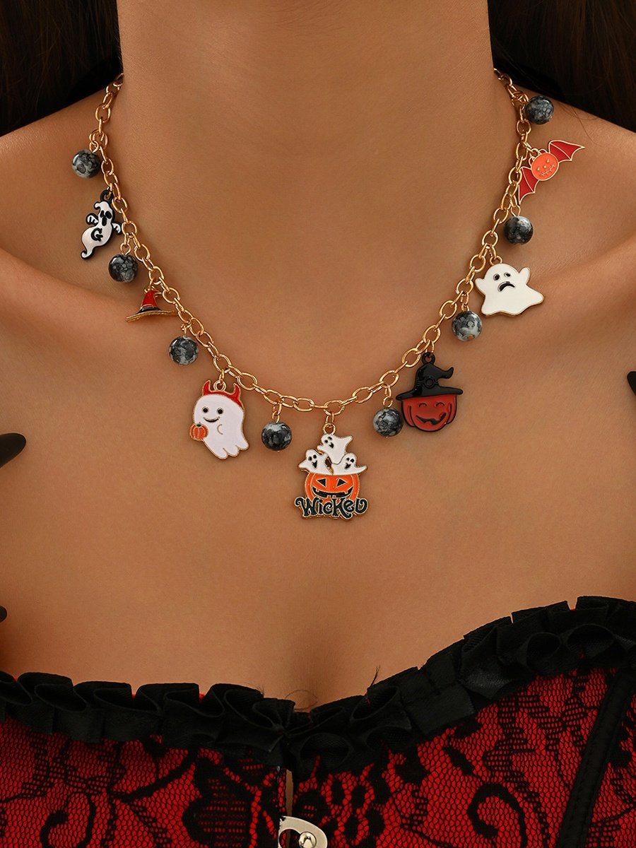 New Halloween Accessories Niche Cat Ghost Pumpkin High-end Jewelry Clavicle Chain Female Pendant Light Luxury Necklace