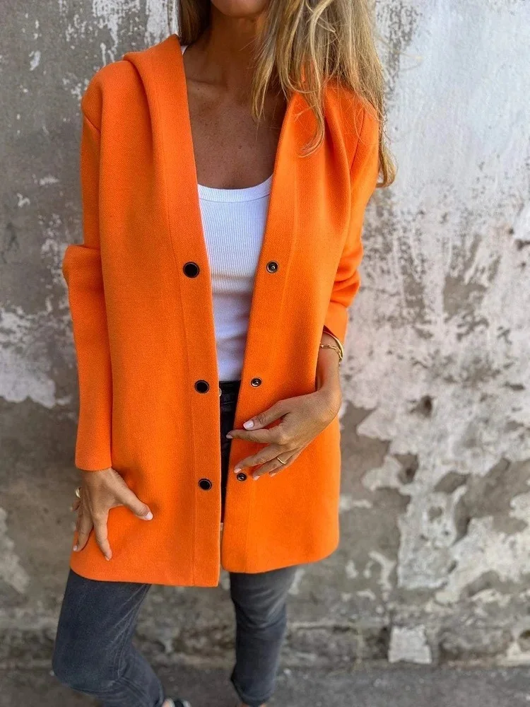 Women Spring/Fall Outerwear Vintage Split Joint Plain Long Sleeve Stand Collar Jacket