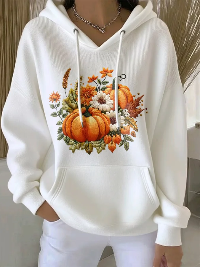 Women Floral Spring/Fall Printing Long Sleeve Casual Daily Hoodie
