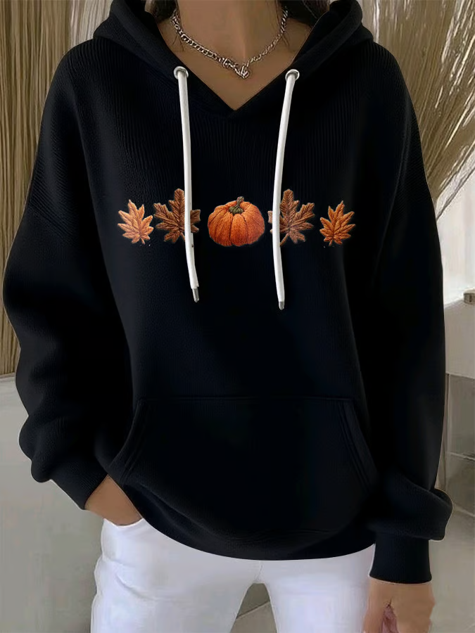 Women Maple Leaf Spring/Fall Printing Long Sleeve Casual Daily Hoodie