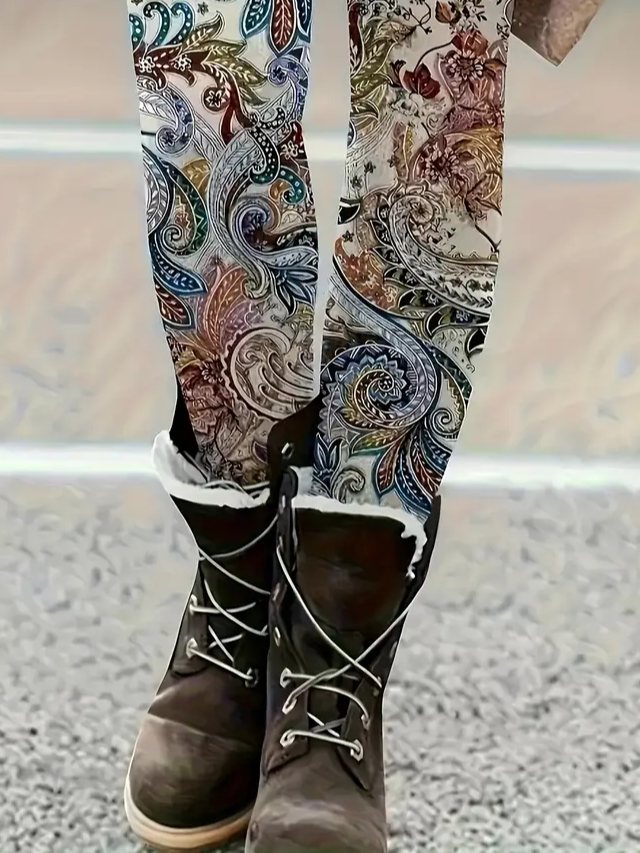 Women Floral Casual All Season Printing Long Leggings