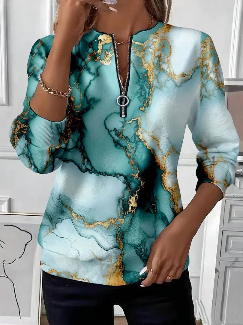 Women Abstract Crew Neck Printing Casual Spring/Fall Long Sleeve Sweatshirt