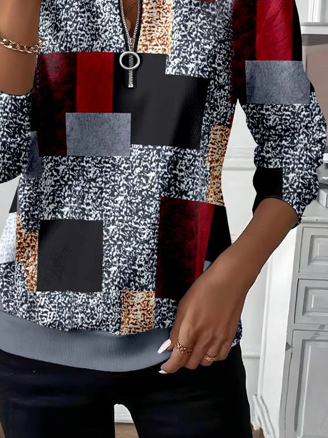 Women Abstract Crew Neck Printing Casual Spring/Fall Long Sleeve Sweatshirt