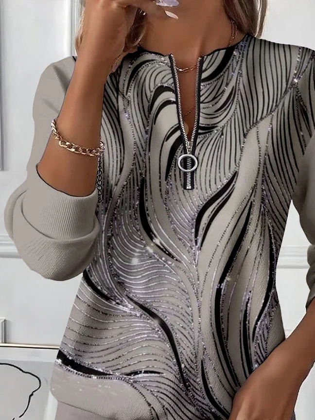 Women Abstract Crew Neck Printing Casual Spring/Fall Long Sleeve Sweatshirt