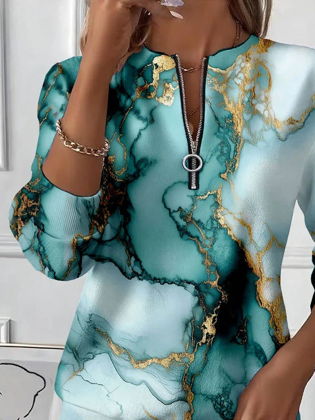 Women Abstract Crew Neck Printing Casual Spring/Fall Long Sleeve Sweatshirt