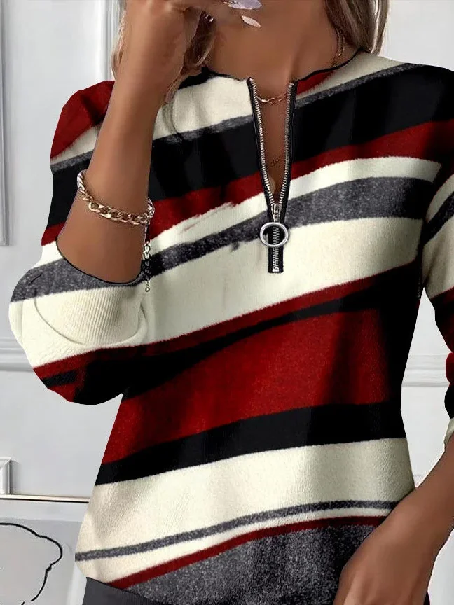 Women Abstract Crew Neck Printing Casual Spring/Fall Long Sleeve Sweatshirt