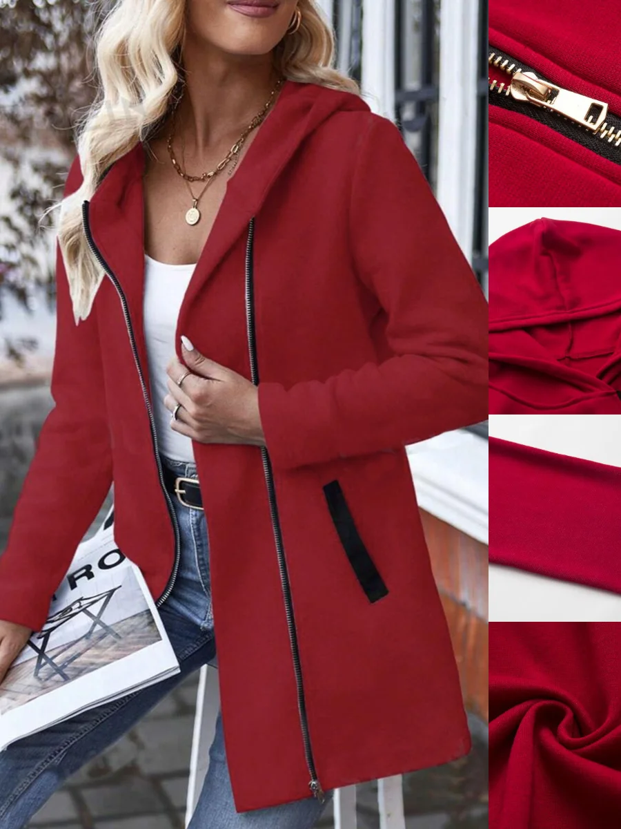 Women Spring/Fall Outerwear Vintage Split Joint Plain Long Sleeve Stand Collar Jacket