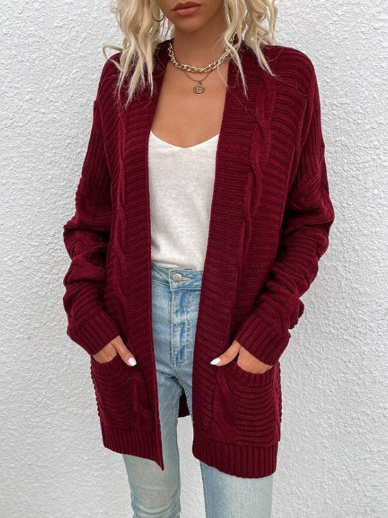Women Plain Spring/Fall Cover-up Vintage Split Joint Lightweight Cardigan