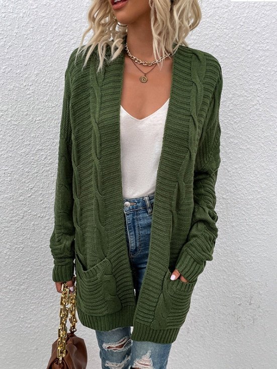 Women Plain Spring/Fall Cover-up Vintage Split Joint Lightweight Cardigan