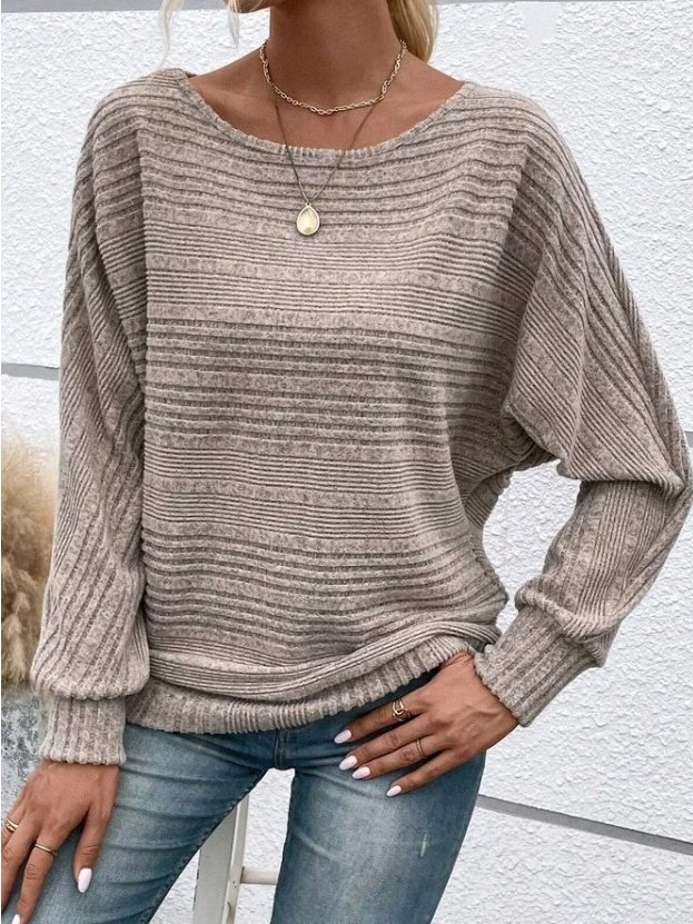 Women Plain Long Sleeve Tee T-shirt Crew Neck Jacquard Vintage Spring/Fall Top