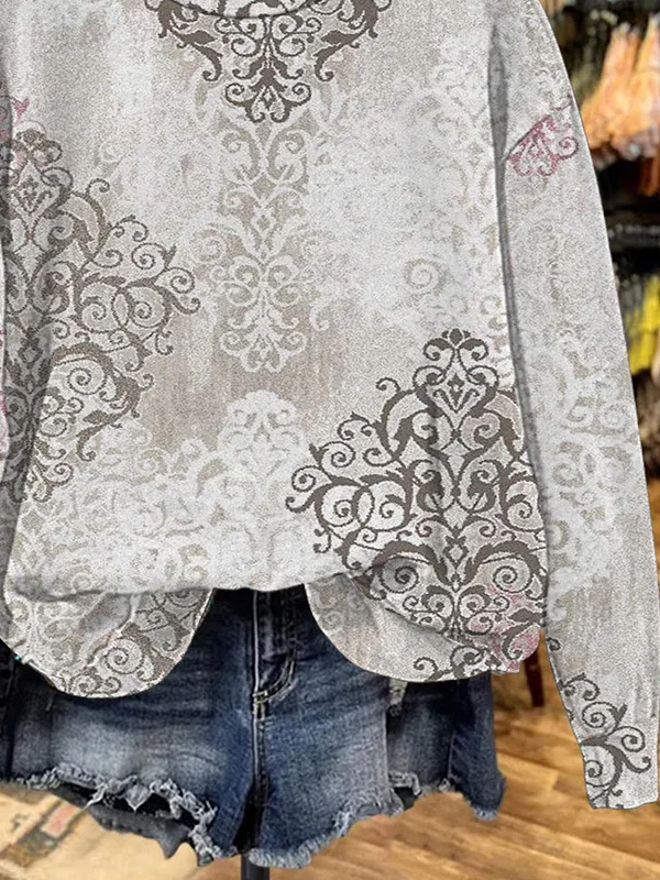 Women Floral Crew Neck Printing Casual Spring/Fall Long Sleeve Sweatshirt