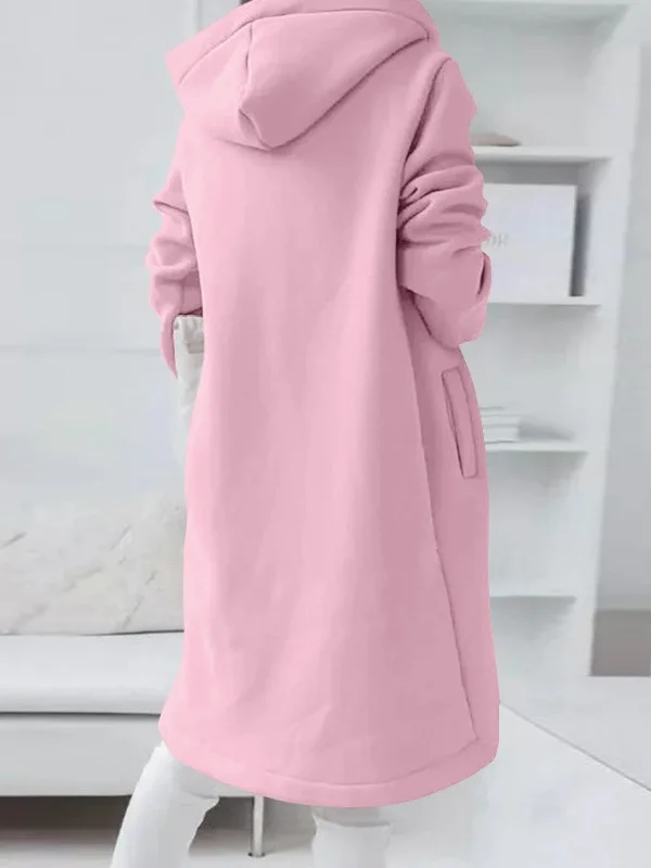 Women Spring/Fall Outerwear Vintage Split Joint Plain Long Sleeve Hoodie Jacket