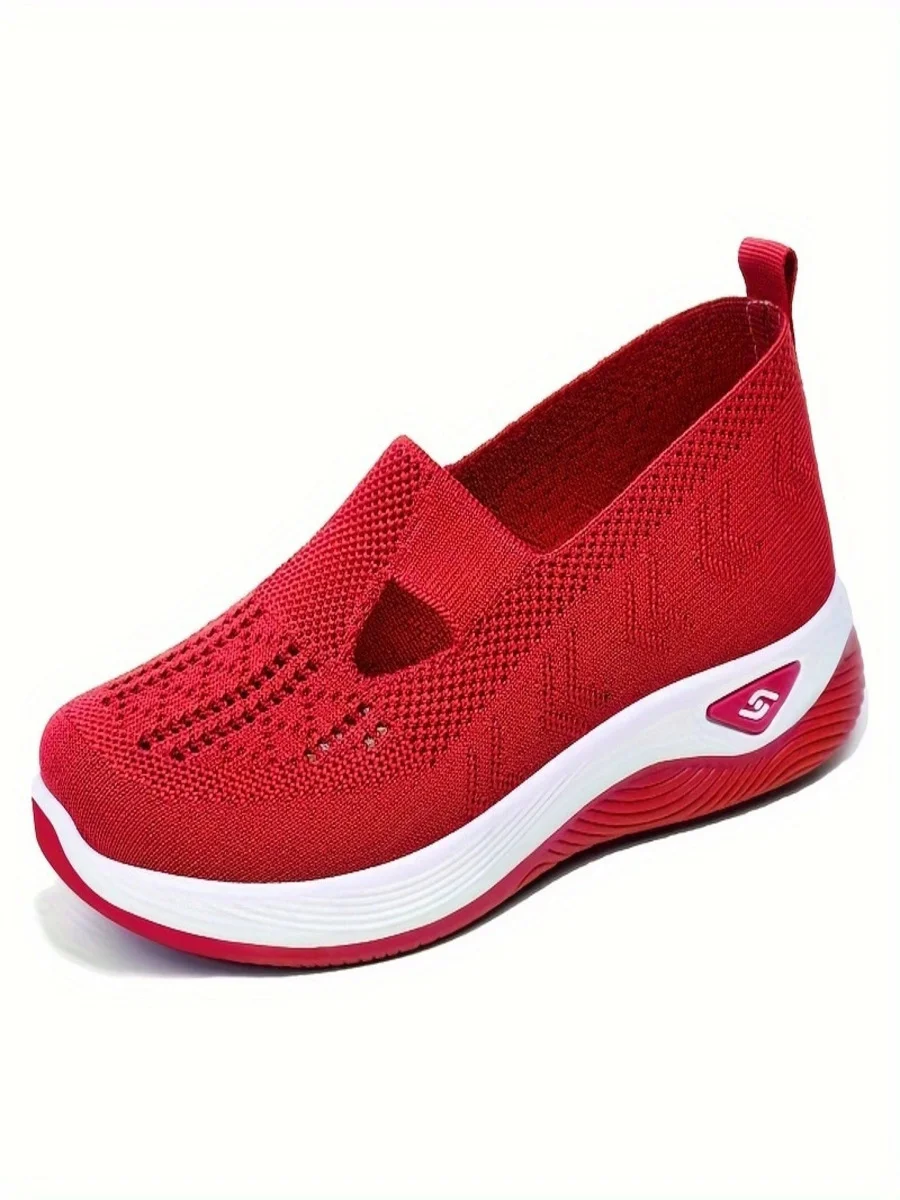 Soft sole breathable lightweight flying woven casual simple women's shoes flat shoes shallow mouth single shoes