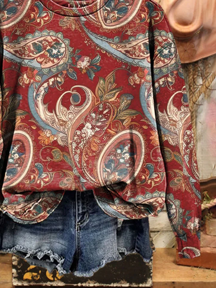 Women Floral Crew Neck Printing Casual Spring/Fall Long Sleeve Sweatshirt