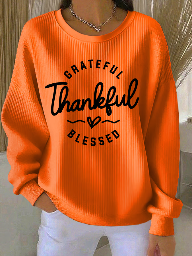 Women Text Letters Crew Neck Casual Spring/Fall Long Sleeve Sweatshirt