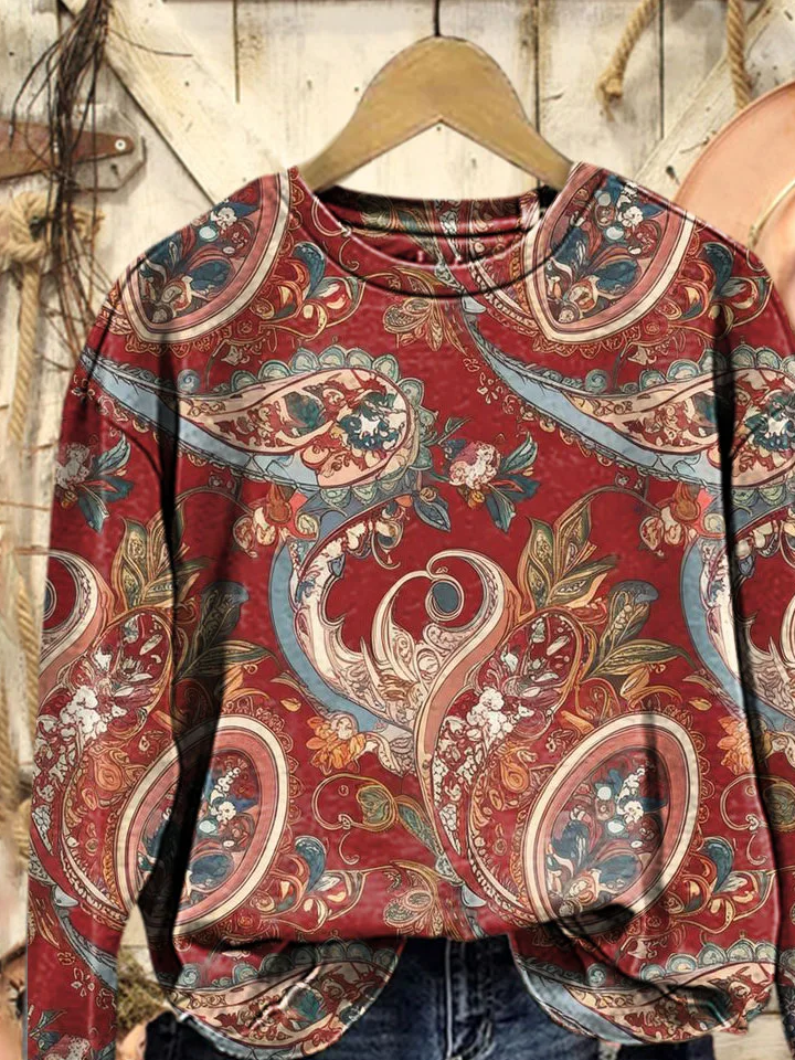 Women Floral Crew Neck Printing Casual Spring/Fall Long Sleeve Sweatshirt
