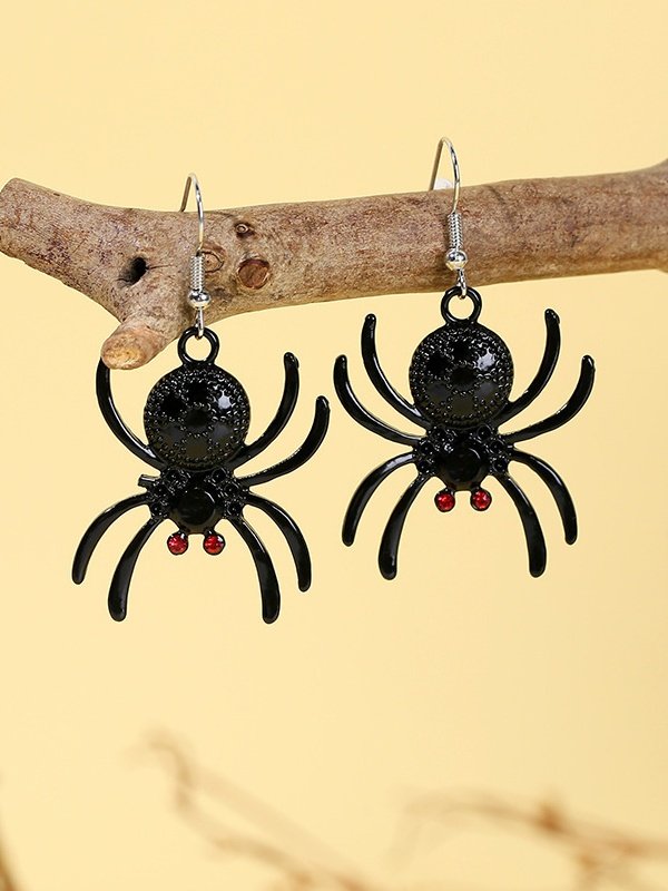Halloween Earrings Horror Funny Skull Spider Pumpkin Ghost Black Cat Earrings Real Gold Electroplated Jewelry Earrings