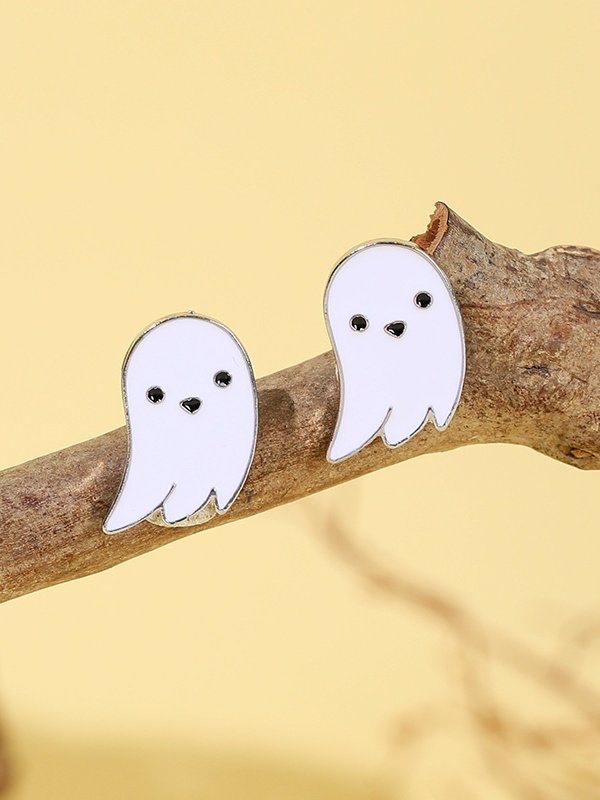 Halloween Earrings Horror Funny Skull Spider Pumpkin Ghost Black Cat Earrings Real Gold Electroplated Jewelry Earrings