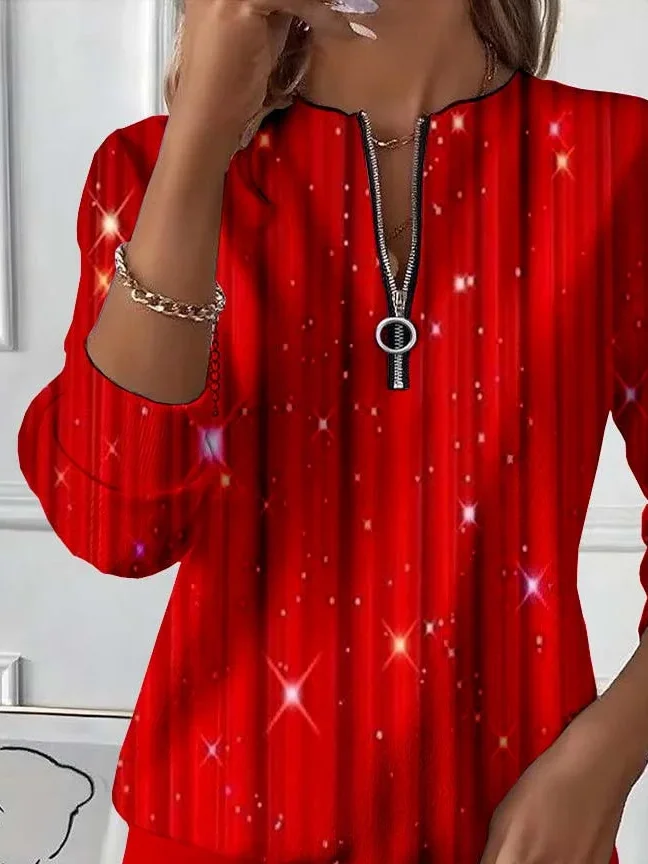 Women Christmas Crew Neck Printing Casual Spring/Fall Long Sleeve Sweatshirt